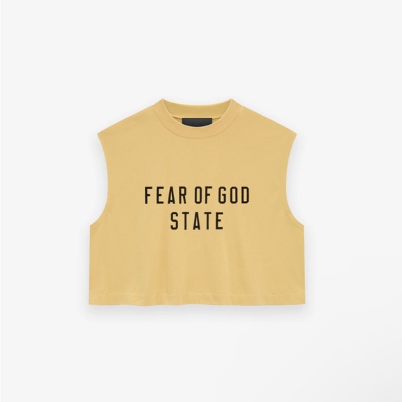 Fear of God Tops - Fear of God Essentials Logo Printed Cropped Muscle T-Shirt